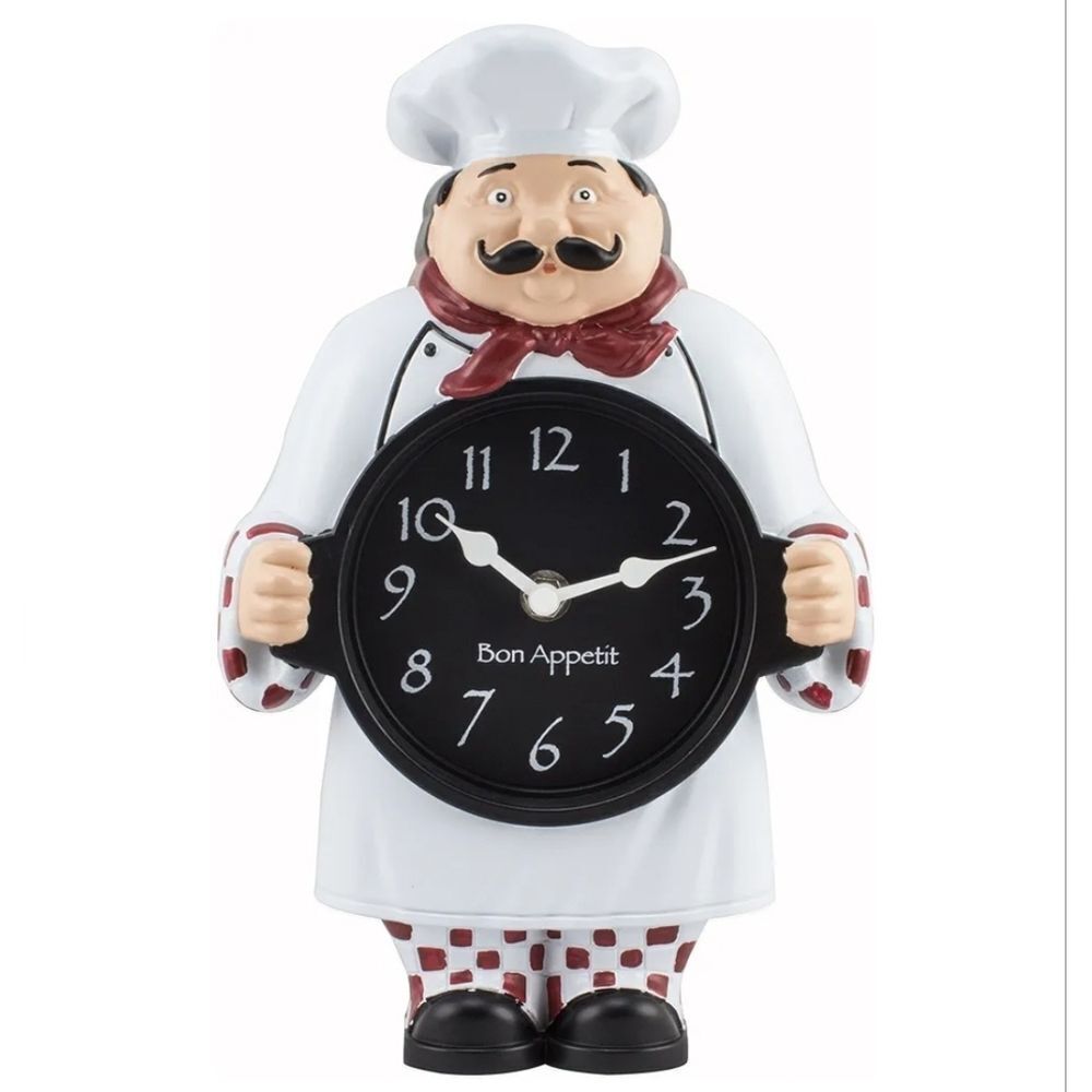 🔸️Hotel Collection Fat Chef White Bon Appetit Tabletop or Wall Mount Clock
